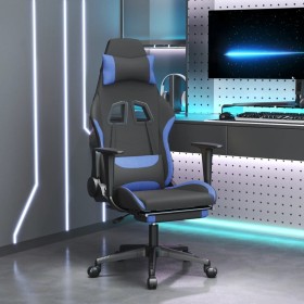 Silla gaming con reposapiés tela negro y azul en Sillas gaming | Comprar online en Foru.es