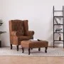 Sillón Chesterfield y reposapiés piel de ante artificial marrón de vidaXL, Sillones - Ref: Foro24-281277, Precio: 516,73 €, D...