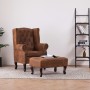 Sillón Chesterfield y reposapiés piel de ante artificial marrón de vidaXL, Sillones - Ref: Foro24-281277, Precio: 529,56 €, D...