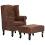 Sillón Chesterfield y reposapiés piel de ante artificial marrón de vidaXL, Sillones - Ref: Foro24-281277, Precio: 516,73 €, D...