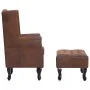 Sillón Chesterfield y reposapiés piel de ante artificial marrón de vidaXL, Sillones - Ref: Foro24-281277, Precio: 516,73 €, D...