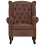Sillón Chesterfield y reposapiés piel de ante artificial marrón de vidaXL, Sillones - Ref: Foro24-281277, Precio: 516,73 €, D...