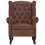 Sillón Chesterfield y reposapiés piel de ante artificial marrón de vidaXL, Sillones - Ref: Foro24-281277, Precio: 529,56 €, D...