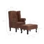 Sillón Chesterfield y reposapiés piel de ante artificial marrón de vidaXL, Sillones - Ref: Foro24-281277, Precio: 516,73 €, D...