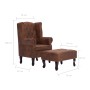 Sillón Chesterfield y reposapiés piel de ante artificial marrón de vidaXL, Sillones - Ref: Foro24-281277, Precio: 529,56 €, D...