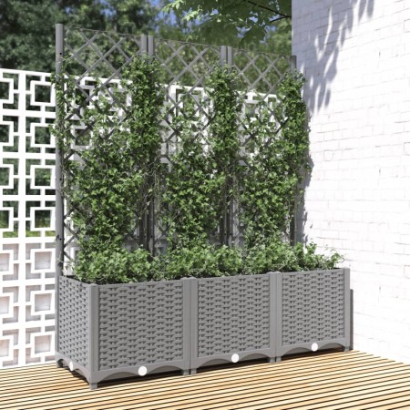 Jardinera con enrejado PP gris claro 120x40x136 cm en Macetas y jardineras | Comprar online en Foru.es