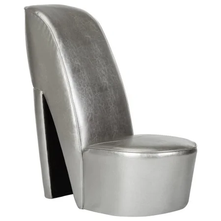 Sillón con forma de zapato de tacón cuero sintético plateado de vidaXL, Sillones - Ref: Foro24-248649, Precio: 158,36 €, Desc...