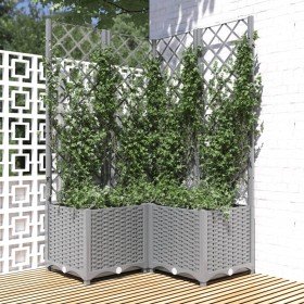 Jardinera con enrejado PP gris claro 80x80x136 cm en Macetas y jardineras | Comprar online en Foru.es