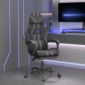 Silla gaming con reposapiés cuero sintético negro gris en Sillas gaming | Comprar online en Foru.es