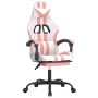 Silla gaming con reposapiés cuero sintético blanco y rosa en Sillas gaming | Comprar online en Foru.es