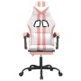 Silla gaming con reposapiés cuero sintético blanco y rosa en Sillas gaming | Comprar online en Foru.es