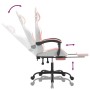 Silla gaming con reposapiés cuero sintético blanco y rosa en Sillas gaming | Comprar online en Foru.es