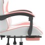 Silla gaming con reposapiés cuero sintético blanco y rosa en Sillas gaming | Comprar online en Foru.es