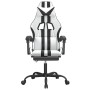 Silla gaming con reposapiés cuero sintético blanco negro en Sillas gaming | Comprar online en Foru.es
