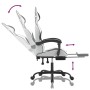 Silla gaming con reposapiés cuero sintético blanco negro en Sillas gaming | Comprar online en Foru.es