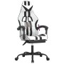 Silla gaming con reposapiés cuero sintético blanco negro en Sillas gaming | Comprar online en Foru.es