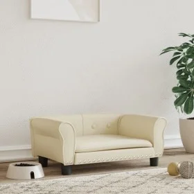 Cama para perros de cuero sintético crema 70x45x30 cm de vidaXL, Camas para perros - Ref: Foro24-171832, Precio: 79,39 €, Des...