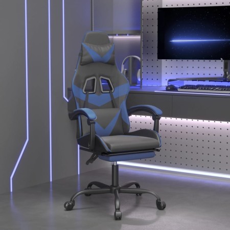 Silla gaming con reposapiés cuero sintético negro azul en Sillas gaming | Comprar online en Foru.es