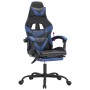 Silla gaming con reposapiés cuero sintético negro azul en Sillas gaming | Comprar online en Foru.es