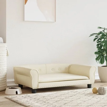 Cama para perros de cuero sintético crema 95x55x30 cm de vidaXL, Camas para perros - Ref: Foro24-171818, Precio: 79,71 €, Des...