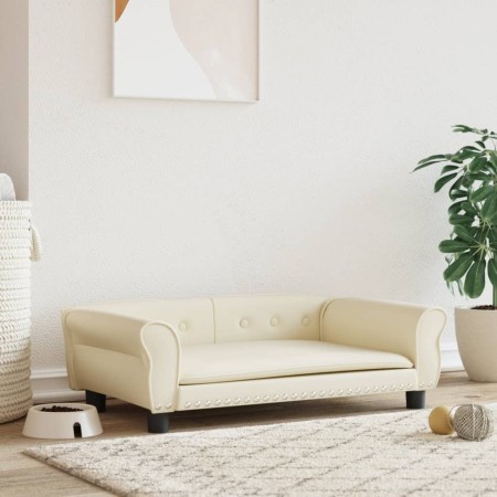 Cama para perros de cuero sintético crema 95x55x30 cm de vidaXL, Camas para perros - Ref: Foro24-171818, Precio: 85,20 €, Des...