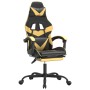 Silla gaming con reposapiés cuero sintético negro dorado en Sillas gaming | Comprar online en Foru.es