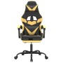 Silla gaming con reposapiés cuero sintético negro dorado en Sillas gaming | Comprar online en Foru.es