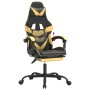Silla gaming con reposapiés cuero sintético negro dorado en Sillas gaming | Comprar online en Foru.es