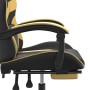 Silla gaming con reposapiés cuero sintético negro dorado en Sillas gaming | Comprar online en Foru.es