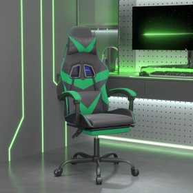 Silla gaming con reposapiés cuero sintético negro verde en Sillas gaming | Comprar online en Foru.es