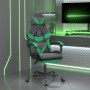 Silla gaming con reposapiés cuero sintético negro verde en Sillas gaming | Comprar online en Foru.es