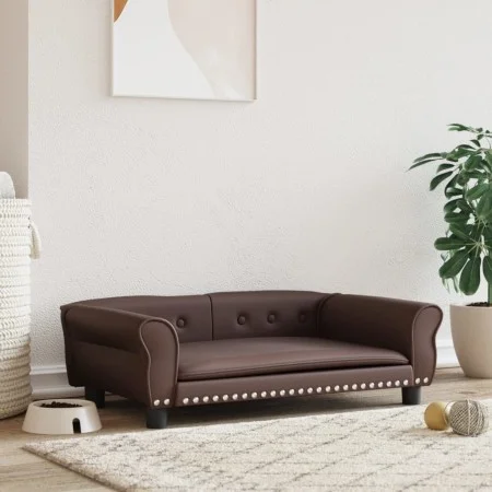 Cama para perros de cuero sintético marrón 95x55x30 cm de vidaXL, Camas para perros - Ref: Foro24-171819, Precio: 83,80 €, De...
