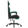 Silla gaming con reposapiés cuero sintético negro verde en Sillas gaming | Comprar online en Foru.es
