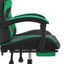 Silla gaming con reposapiés cuero sintético negro verde en Sillas gaming | Comprar online en Foru.es