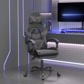 Silla gaming con reposapiés cuero sintético negro gris en Sillas gaming | Comprar online en Foru.es