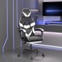 Silla gaming con reposapiés cuero sintético negro blanco en Sillas gaming | Comprar online en Foru.es