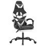 Silla gaming con reposapiés cuero sintético negro blanco en Sillas gaming | Comprar online en Foru.es