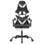 Silla gaming con reposapiés cuero sintético negro blanco en Sillas gaming | Comprar online en Foru.es