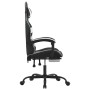 Silla gaming con reposapiés cuero sintético negro blanco en Sillas gaming | Comprar online en Foru.es