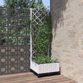 Jardinera con enrejado PP blanco 40x40x121,5 cm en Macetas y jardineras | Comprar online en Foru.es