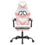Silla gaming con reposapiés cuero sintético blanco y rosa en Sillas gaming | Comprar online en Foru.es