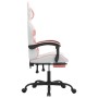 Silla gaming con reposapiés cuero sintético blanco y rosa en Sillas gaming | Comprar online en Foru.es