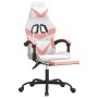 Silla gaming con reposapiés cuero sintético blanco y rosa en Sillas gaming | Comprar online en Foru.es