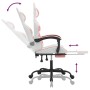 Silla gaming con reposapiés cuero sintético blanco y rosa en Sillas gaming | Comprar online en Foru.es