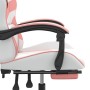 Silla gaming con reposapiés cuero sintético blanco y rosa en Sillas gaming | Comprar online en Foru.es