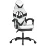 Silla gaming con reposapiés cuero sintético blanco negro en Sillas gaming | Comprar online en Foru.es