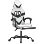 Silla gaming con reposapiés cuero sintético blanco negro en Sillas gaming | Comprar online en Foru.es
