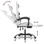Silla gaming con reposapiés cuero sintético blanco negro en Sillas gaming | Comprar online en Foru.es