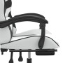 Silla gaming con reposapiés cuero sintético blanco negro en Sillas gaming | Comprar online en Foru.es