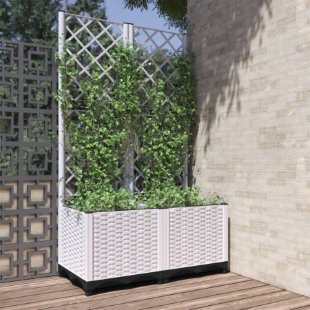 Jardinera con enrejado PP blanco 80x40x136 cm en Macetas y jardineras | Comprar online en Foru.es